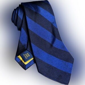 Polo Ralph Lauren Men's Blue Navy Yellow Striped Handmade Tie | 100% Silk